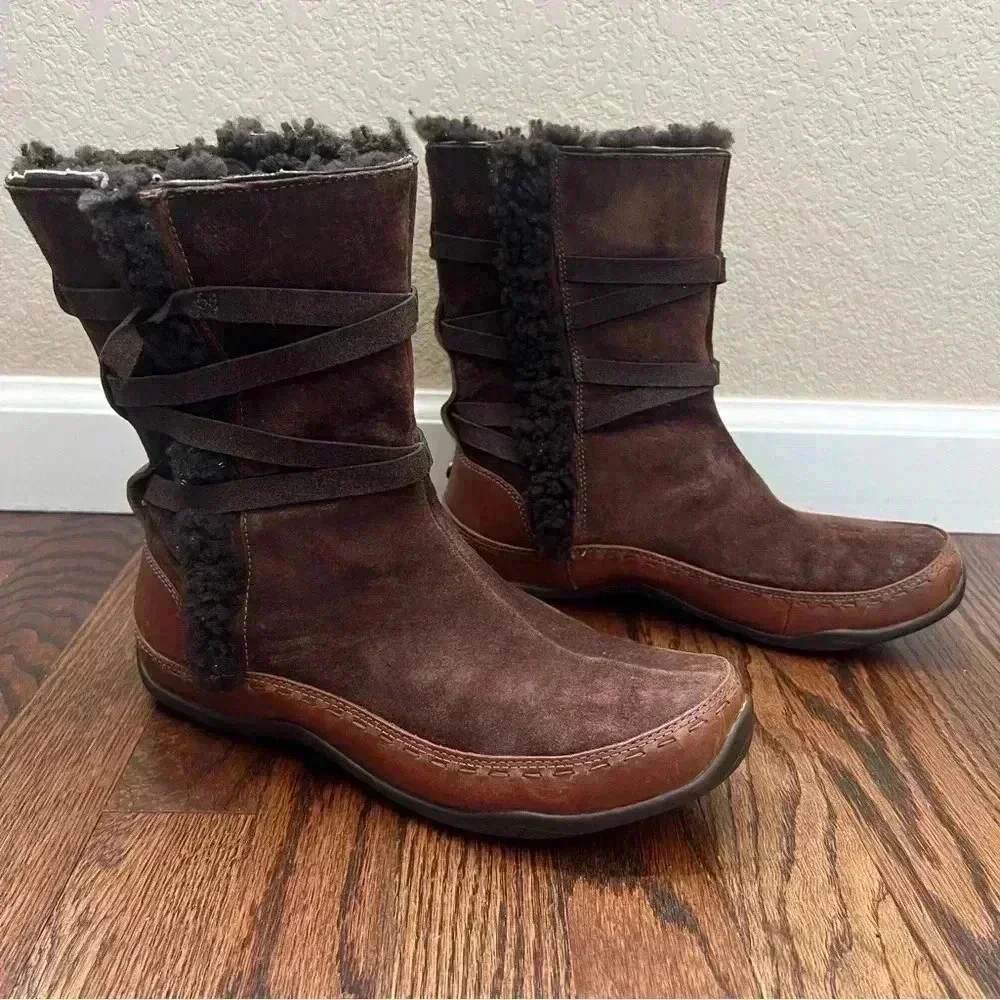 The North Face Isabel II Winter Boots Women’s Size 9 Brown Leather Side Zip